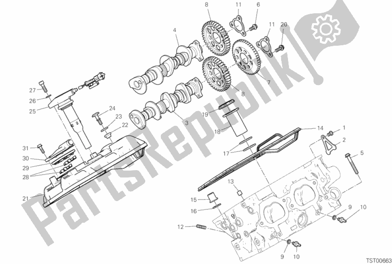 All parts for the Rear Head - Timing System of the Ducati Superbike Panigale V4 S Corse 1100 2019